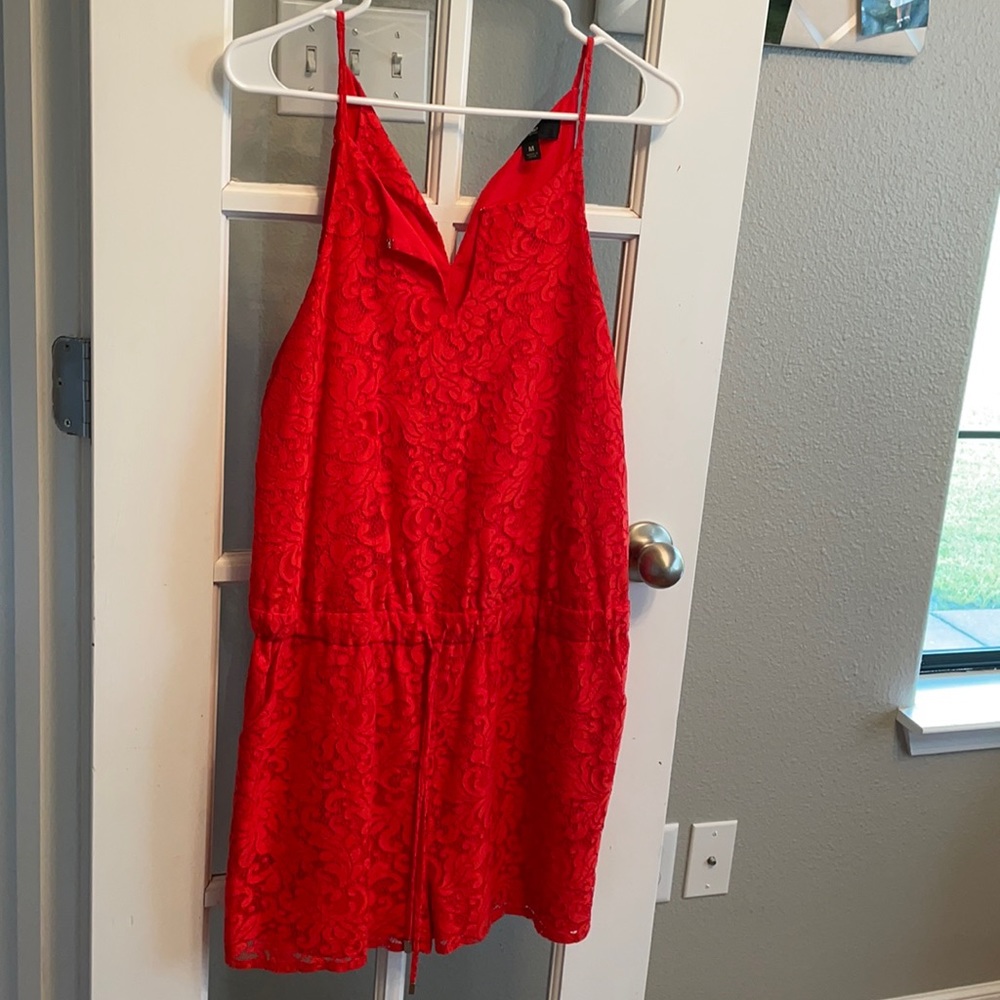 Coral lace romper size m